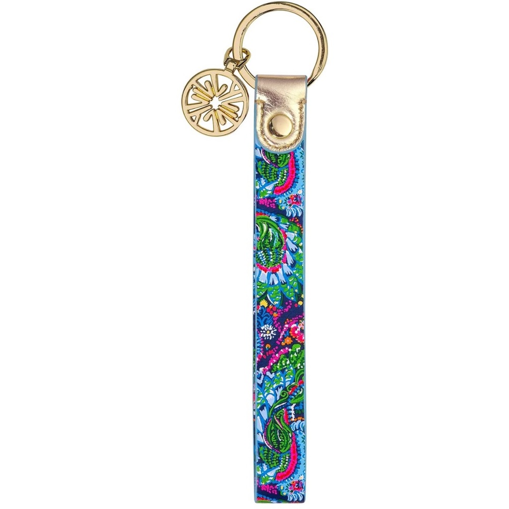 Lilly Pulitzer Logo Charm Leatherette Strap Keychain in Take Me to the Sea